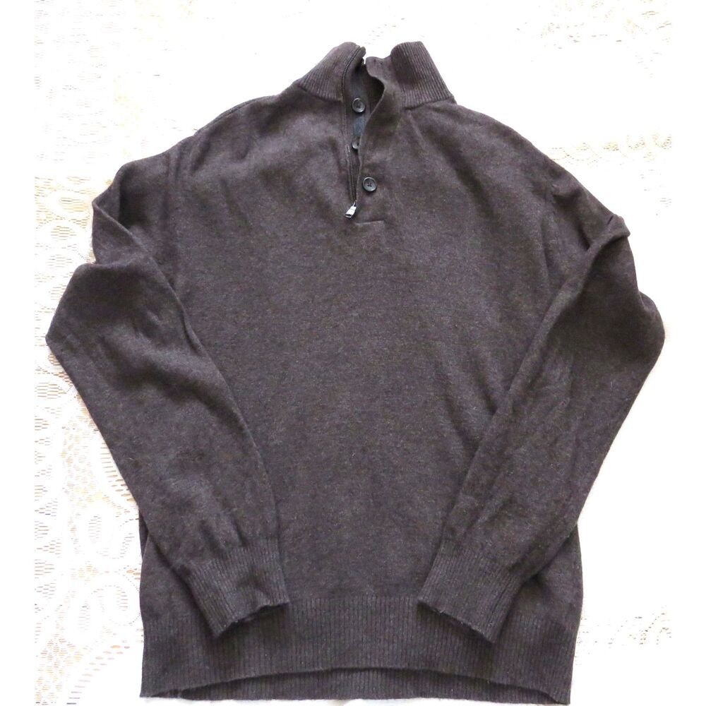 Banana Republic Men's 1/4 Zip Merino Blend Pullover Sweater  Brown Large  EUC - Picture 2 of 11